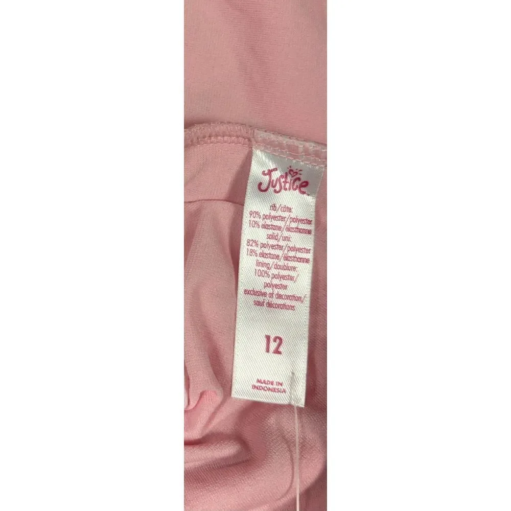New Justice Swimsuit Size 12 Girls One Piece Pink UPF 50 Beach Vacation Summer